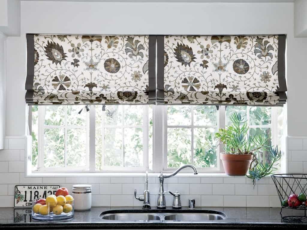 roman shades in kitchen