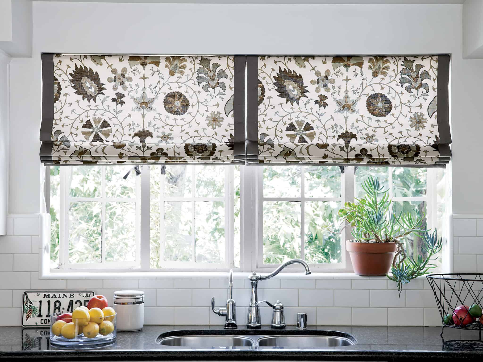 roman shades in kitchen