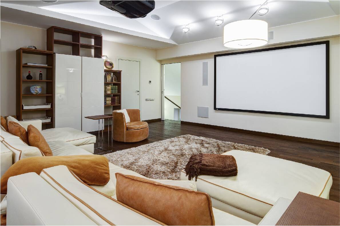 home theater room with home automation