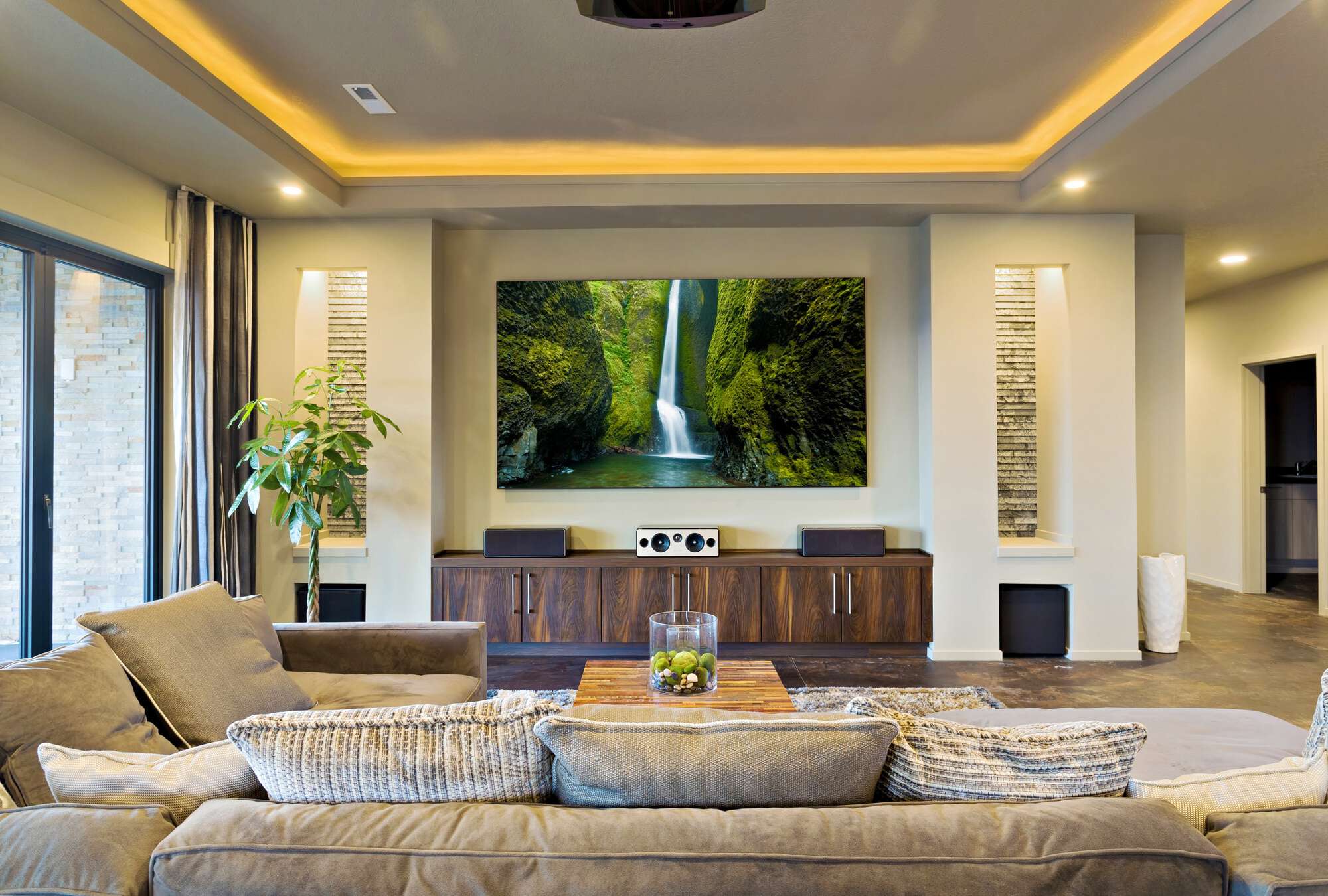 motorized blinds for a home theater